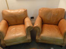 Pair of Tan Leather Fireside Chairs