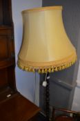 Turned Wood Standard Lamp with Shade