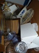 Box Containing Soda Siphon, Decorative China, Glass Decanters, etc.