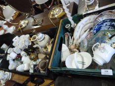 Two Boxes Containing Assorted Decorative Items, Candlesticks, etc.
