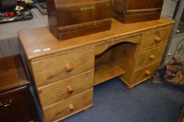 Pine Twin Pedestal Desk