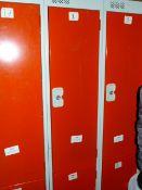 *Bank of Two Red and Grey Cubicle Lockers