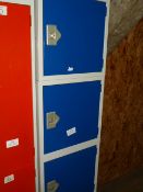 *Bank of Four Blue and Grey Cubicle Lockers