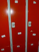 *Bank of Two Red and Grey Cubicle Lockers