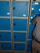 *Bank of Four Blue and Grey Cubicle Lockers