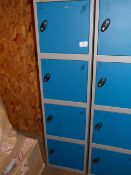*Bank of Four Blue and Grey Cubicle Lockers