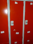 *Bank of Two Red and Grey Cubicle Lockers