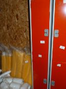 *Bank of Two Red and Grey Cubicle Lockers
