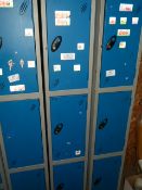 *Bank of Three Blue and Grey Cubicle Lockers