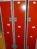 *Bank of Two Red and Grey Cubicle Lockers