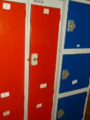 *Bank of Two Red and Grey Cubicle Lockers