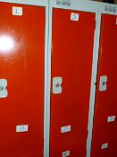 *Bank of Two Red and Grey Cubicle Lockers