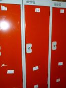 *Bank of Two Red and Grey Cubicle Lockers