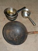 *Steel Wok, Stainless Steel Bowls and a Stainless Steel Sauce Pan