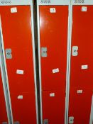 *Bank of Two Red and Grey Cubicle Lockers