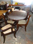 Mahogany Extending Dining Table with Four Dining Chairs and Two Carvers