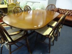 Mahogany Extending Dining Table with Four Wheelback Chairs and Two Carvers