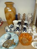 German Pottery Vase, Dressing Table Set, Ornaments, etc.