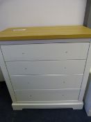 *White Four Height Chest of Drawers with Light Oak Top