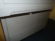 *Grey Six Drawer Chest with Darkwood Top