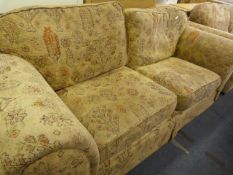 Brown Patterned Upholstered Settee