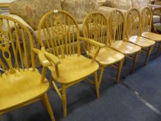 Set of Six Wheelback Dining Chairs (Four Diners and Two Carvers)