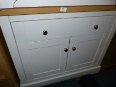 *White Two Door, Single Drawer Sideboard with Light Oak Top