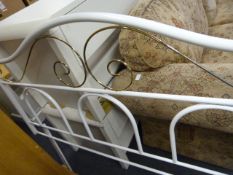 White Metal and Brass Double Headboard