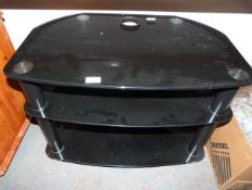 Three Tier Black Glass TV Stand