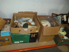 Four Boxes Containing Ornaments, Glassware, Dinnerware, Clocks, Punch Set, etc.