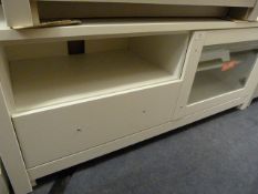 *White Entertainment Unit with Single Drawer and Glazed Door