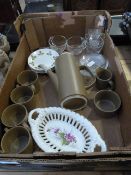 Box Containing Meakin Tea Set and Glass Part Tea Set
