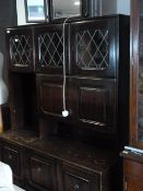 Oak Wall Unit with Leaded Glass Doors