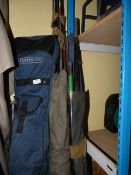 Large Quantity of Fishing Rods in Bags: Poles, Nets, etc.