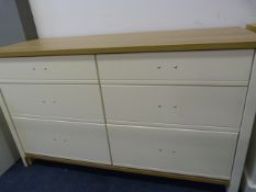 *Six Drawer Sideboard Unit Beech Effect Top