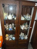 Oak Display Cabinet with Lead Glass Doors