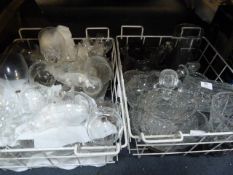 Two Crates of Drinking Glassware, Decanters, Jugs and Vases