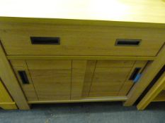 *Beech Effect Single Drawer, Sliding Door Sideboard