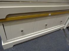 *White Three Drawer Base Unit with Light Oak Top