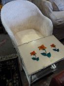 Lloyd Loom Armchair and Wicker Sewing Table