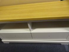 *White Entertainment Unit with Light Oak Top