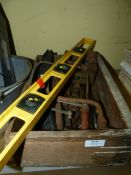 Pine Drawer Containing Various Hand Tools, Spirit Level, Braces, etc.