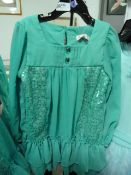 *Two Girl's Blouse and Trouser Sets (Green and Blue) Age: 6