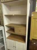 *White and Light Oak Wall Unit with Two Door Cupboard