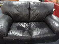 Black Leatherette Two Seat Sofa