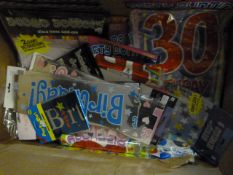Box of Party Banners, Bunting, etc.