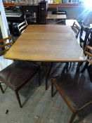 G-Plan Teak Drop Leaf Dining Table and Four Teak Dining Chairs