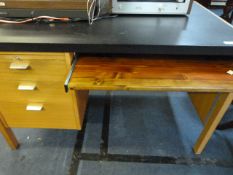Lucas Single Pedestal Desk with Black Leatherette Top