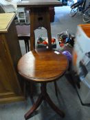 Oak Plant Stand and a Mahogany Tripod Plant Stand