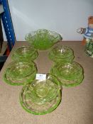 Green Glass Dessert Service